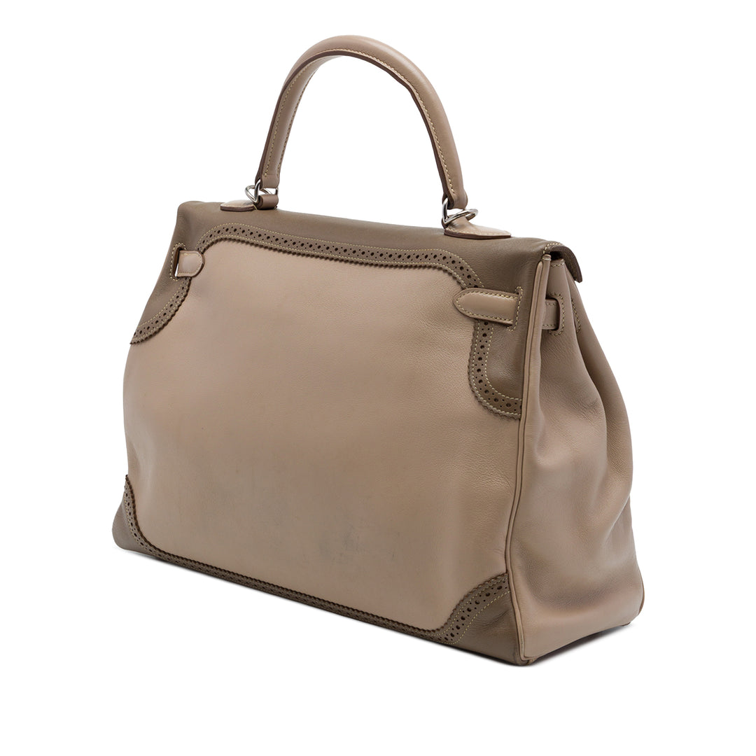 Hermès Sac à main Ghillies Kelly II Retourne 35 Swift Beige – vue 2 – GABY PARIS