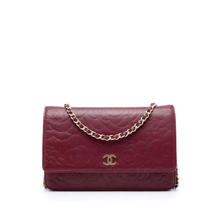 Chanel CC embossé Camellia Wallet on Chain Cuir de veau