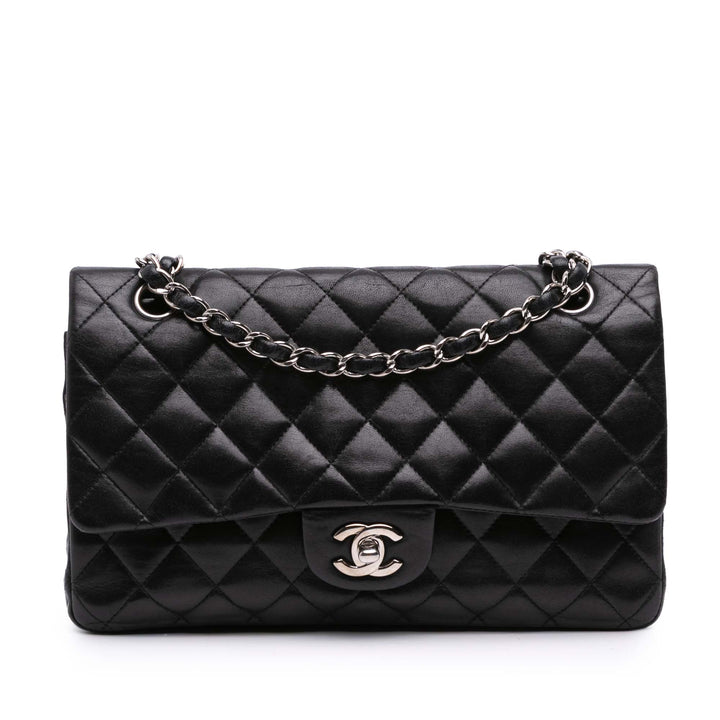 Medium Classic Lambskin Double Flap Black - Gaby Paris