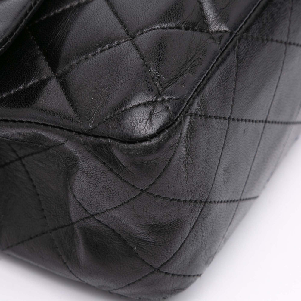 Medium Classic Lambskin Double Flap Black - Gaby Paris