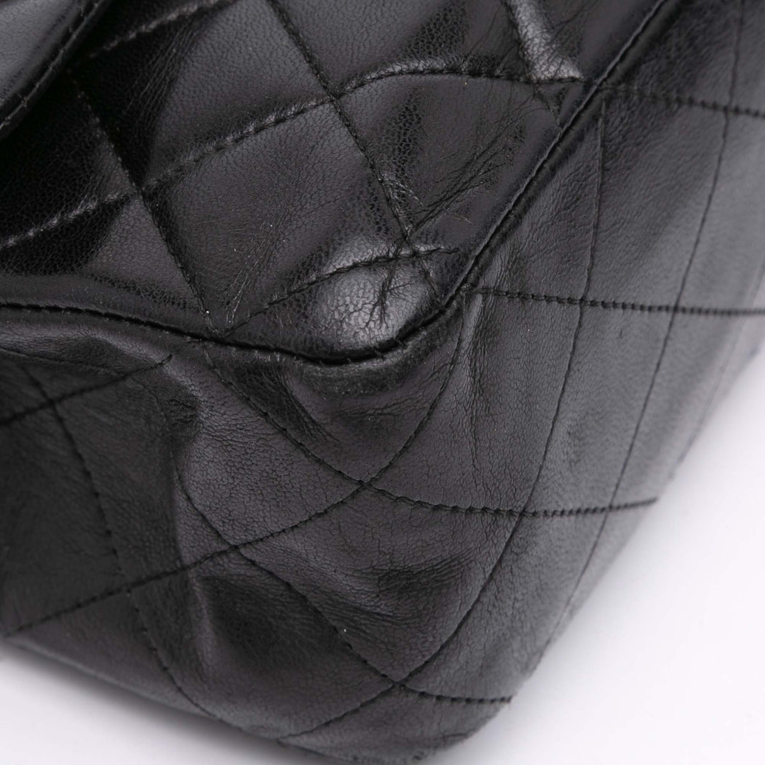 Medium Classic Lambskin Double Flap Black - Gaby Paris