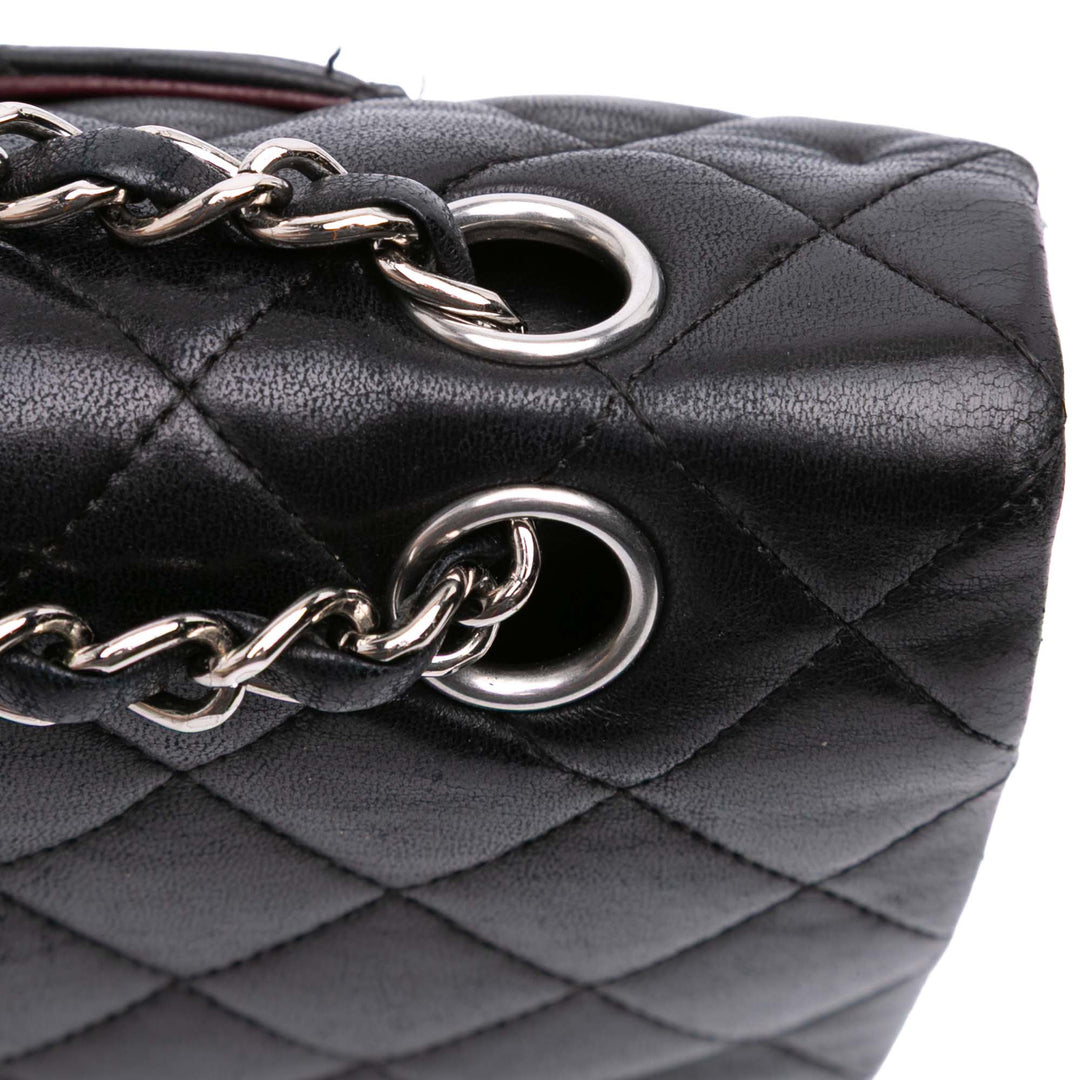 Medium Classic Lambskin Double Flap Black - Gaby Paris