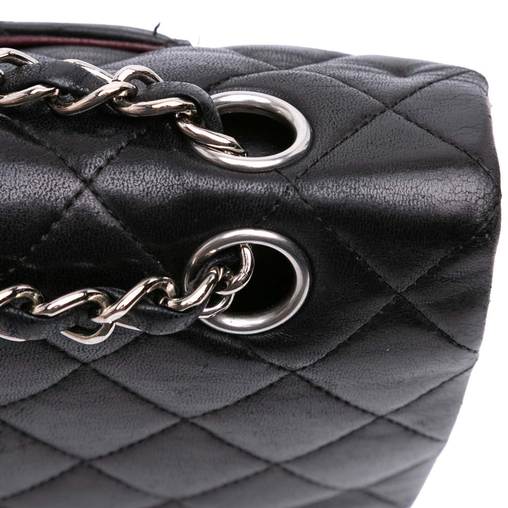 Medium Classic Lambskin Double Flap Black - Gaby Paris