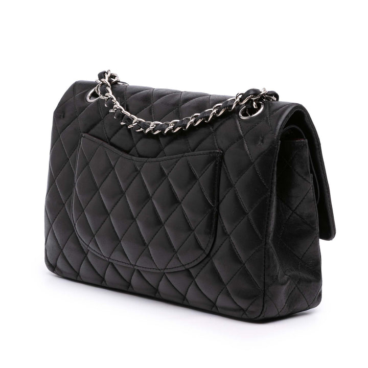 Medium Classic Lambskin Double Flap Black - Gaby Paris