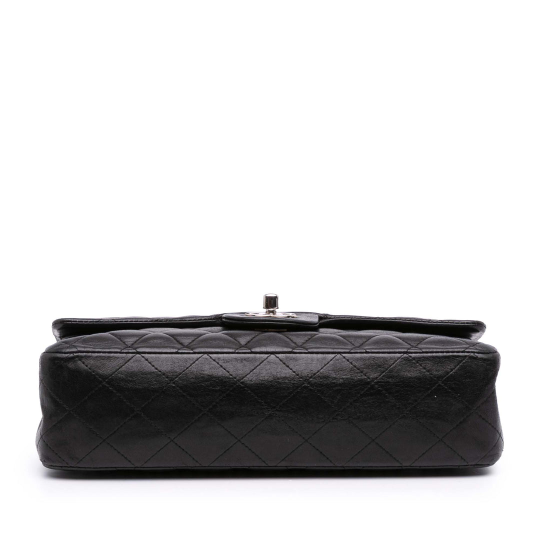 Medium Classic Lambskin Double Flap Black - Gaby Paris