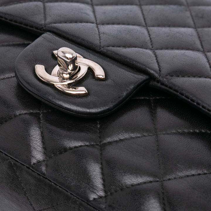 Medium Classic Lambskin Double Flap Black - Gaby Paris