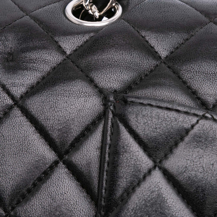 Medium Classic Lambskin Double Flap Black - Gaby Paris