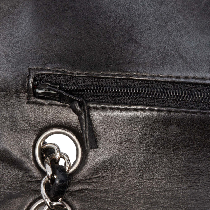 Medium Classic Lambskin Double Flap Black - Gaby Paris