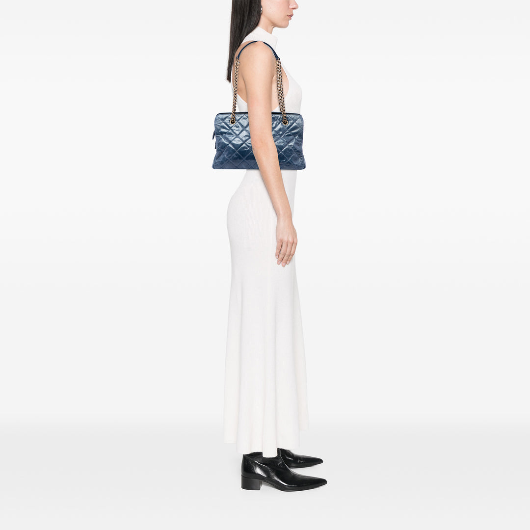 Chanel Matelassé vieilli Reissue 2.55 Sac Cuir de veau Bleu – vue 6 – GABY PARIS