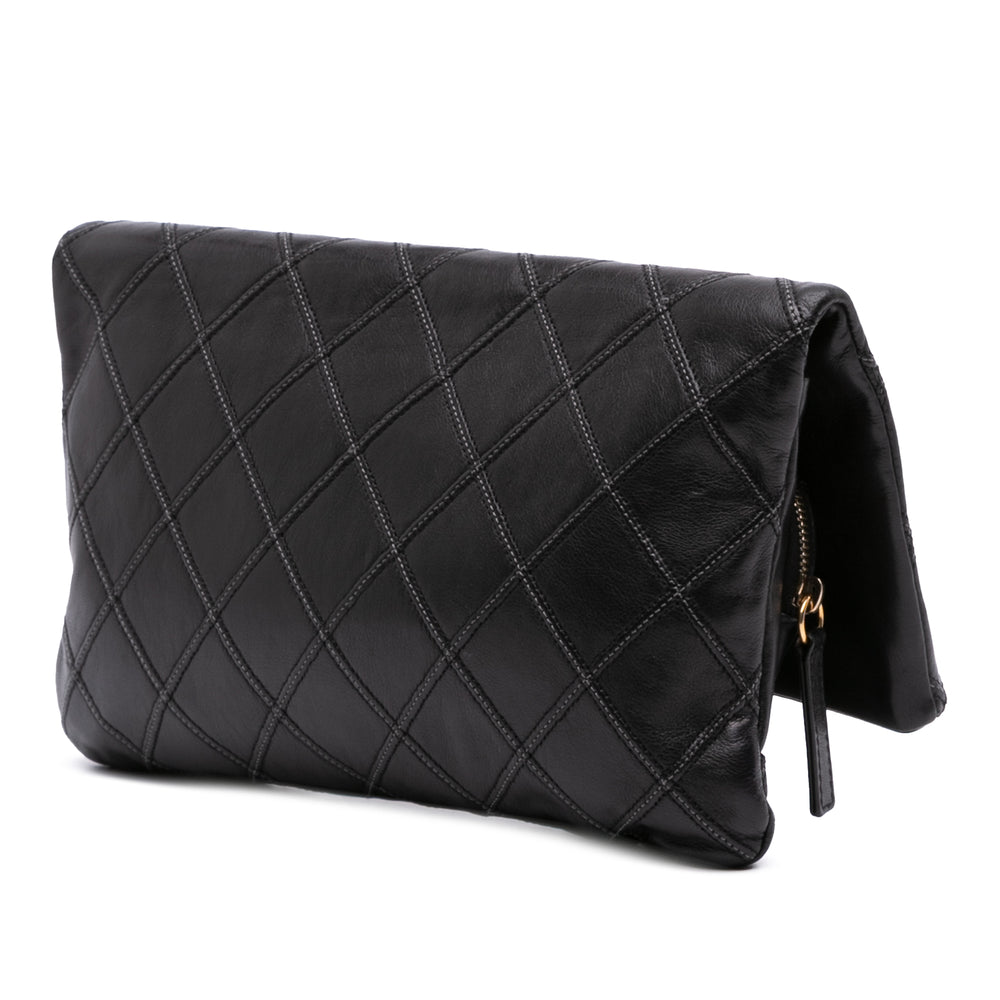 Chanel Quilted Cuir d’agneau Leather Pochette Noir – GABY PARIS Authentique