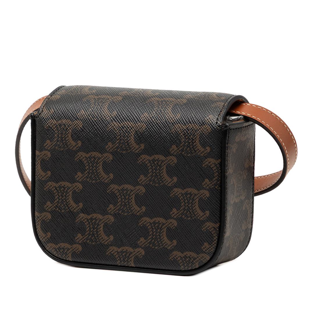 Celine Mini Triomphe Coated Toile Claude Sac porté croisé
