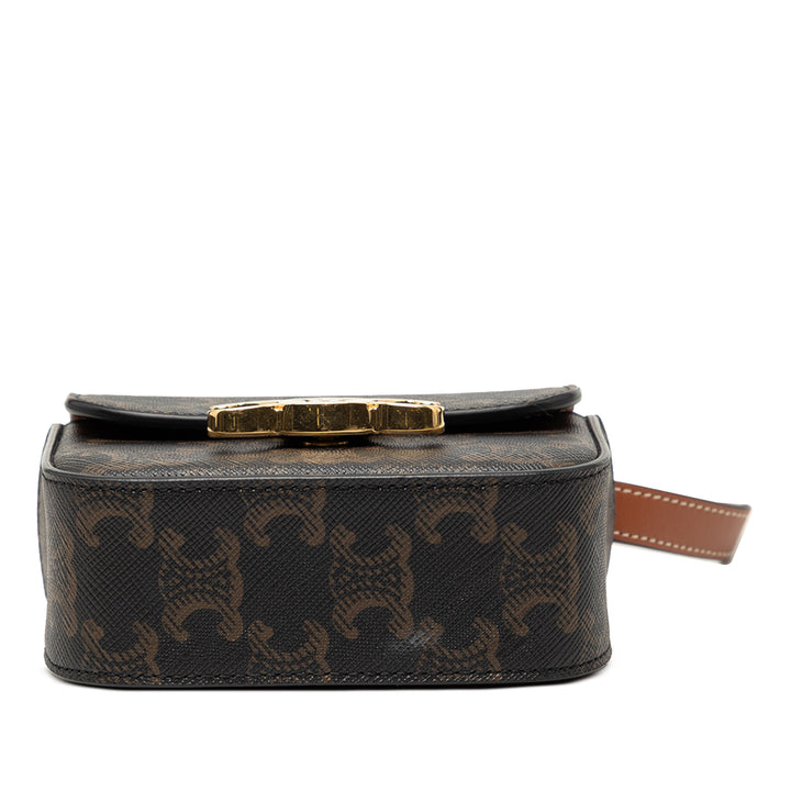 Celine Mini Triomphe Coated Toile Claude Sac porté croisé