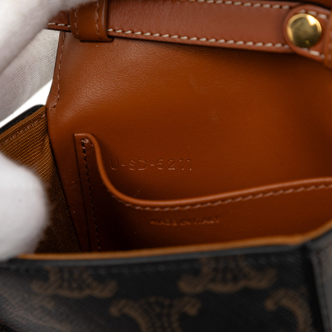 Celine Mini Triomphe Coated Toile Claude Sac porté croisé