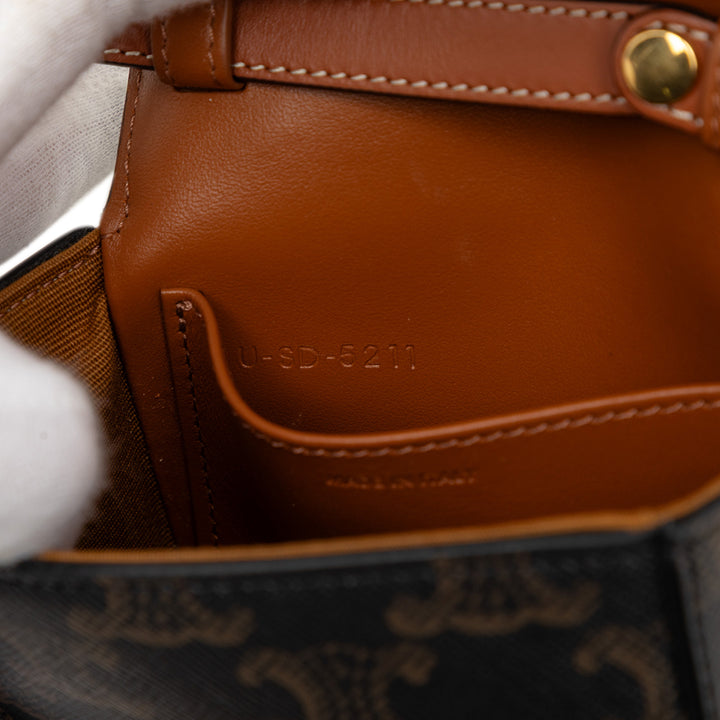 Celine Mini Triomphe Coated Toile Claude Sac porté croisé