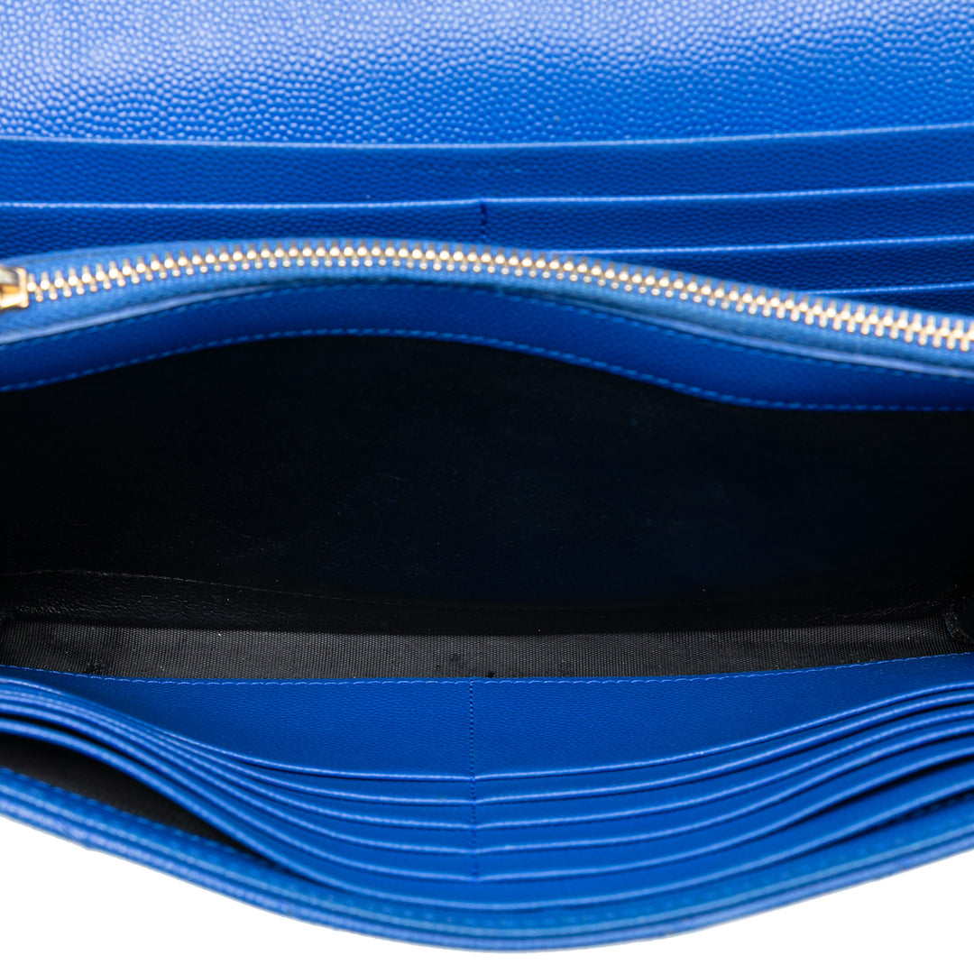 Saint Laurent Grain De Poudre Chevron Monogram Envelope Chain Portefeuille