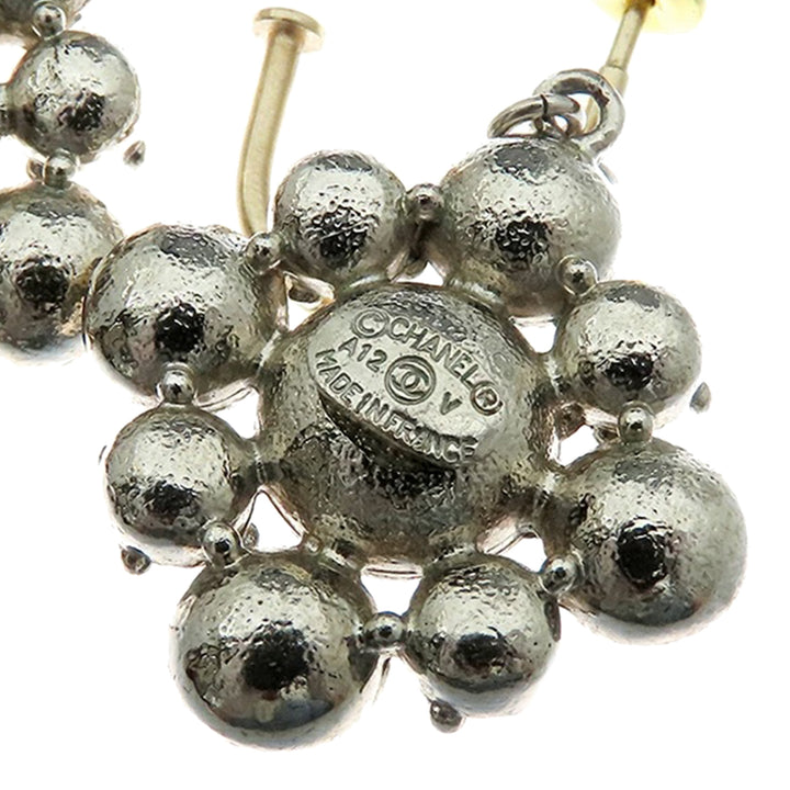 Chanel CC Argenté Plated Crystal Dangle Boucle d’oreilles Argenté