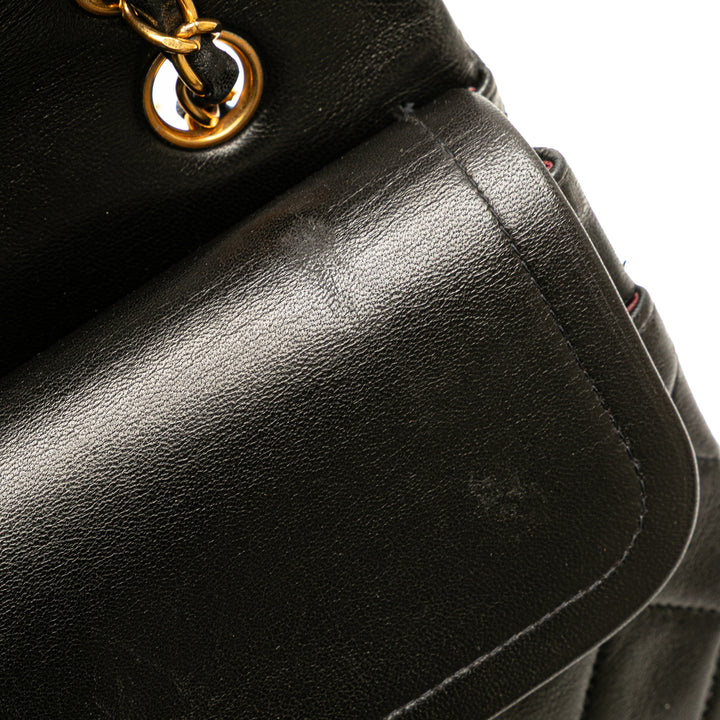 Medium Classic Lambskin Double Flap Black - Gaby Paris