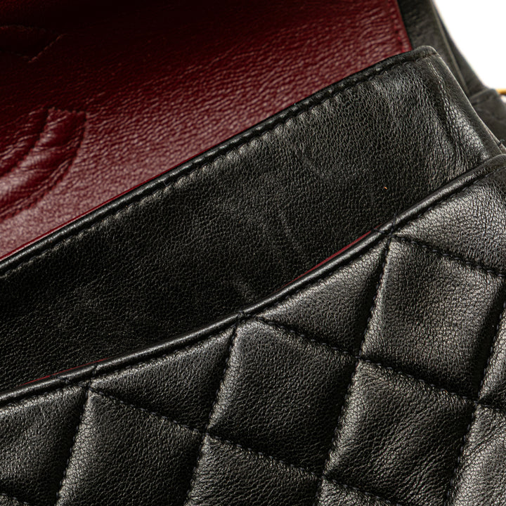 Medium Classic Lambskin Double Flap Black - Gaby Paris