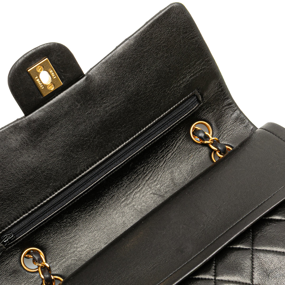 Medium Classic Lambskin Double Flap Black - Gaby Paris