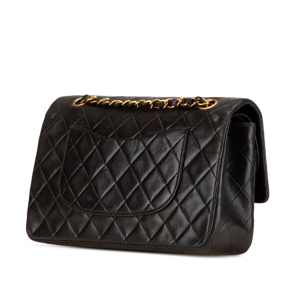 Medium Classic Lambskin Double Flap Black - Gaby Paris