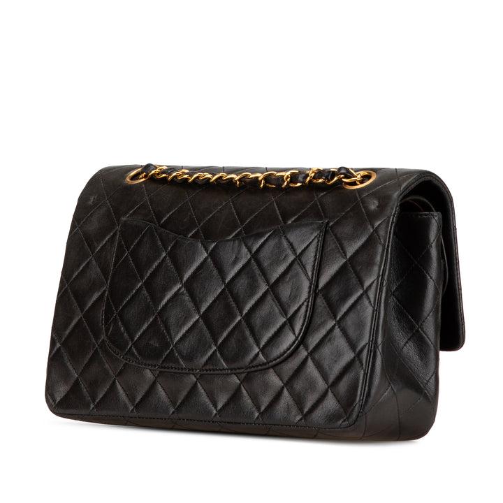 Medium Classic Lambskin Double Flap Black - Gaby Paris