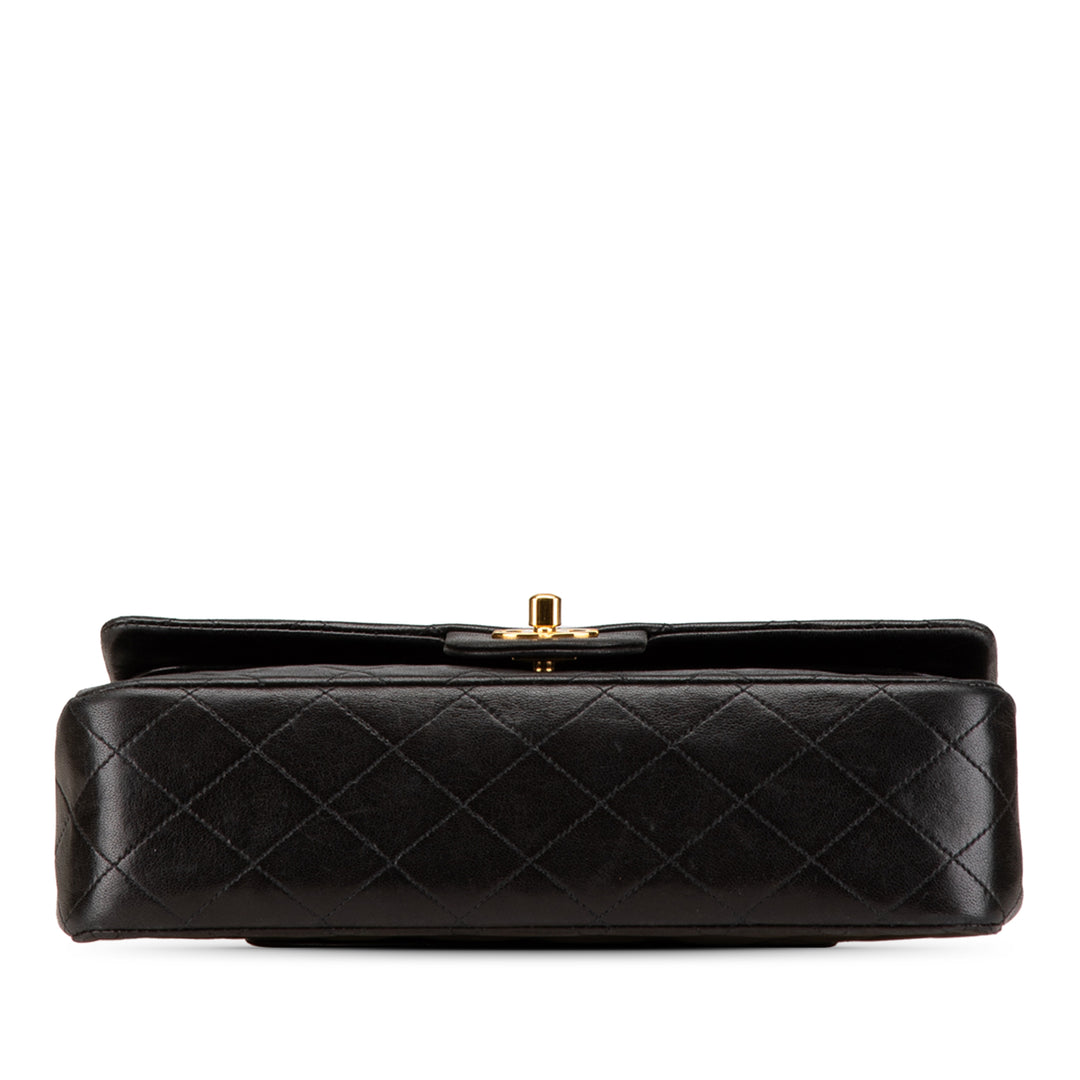 Medium Classic Lambskin Double Flap Black - Gaby Paris