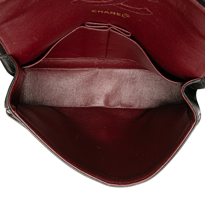 Medium Classic Lambskin Double Flap Black - Gaby Paris