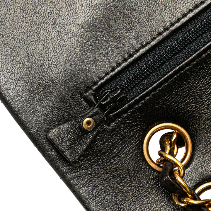 Medium Classic Lambskin Double Flap Black - Gaby Paris