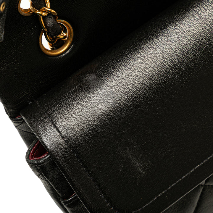 Medium Classic Lambskin Double Flap Black - Gaby Paris
