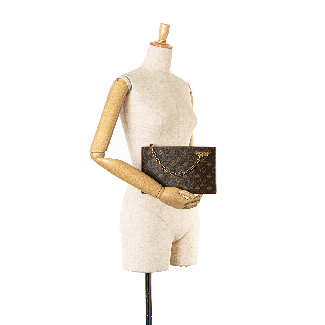Monogram Legacy Chain Clutch Brown - Gaby Paris