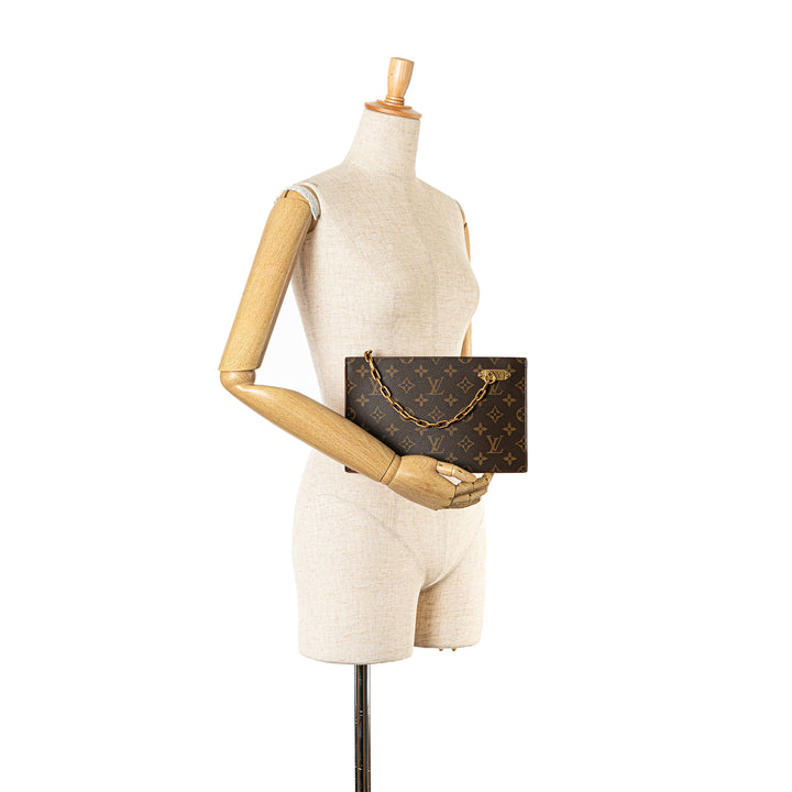 Monogram Legacy Chain Clutch Brown - Gaby Paris