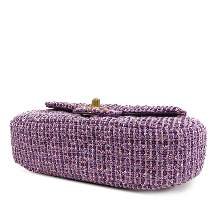 Chanel CC Matelassé Tweed anse supérieure à rabat