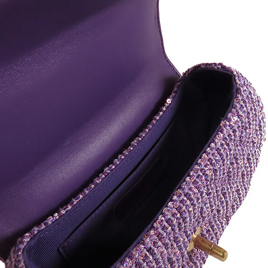 Chanel CC Matelassé Tweed anse supérieure à rabat