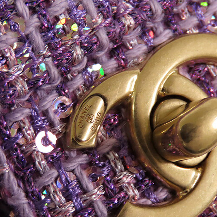 Chanel CC Matelassé Tweed anse supérieure à rabat