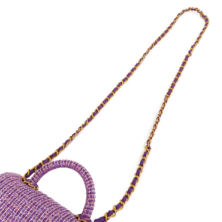 Chanel CC Matelassé Tweed anse supérieure à rabat