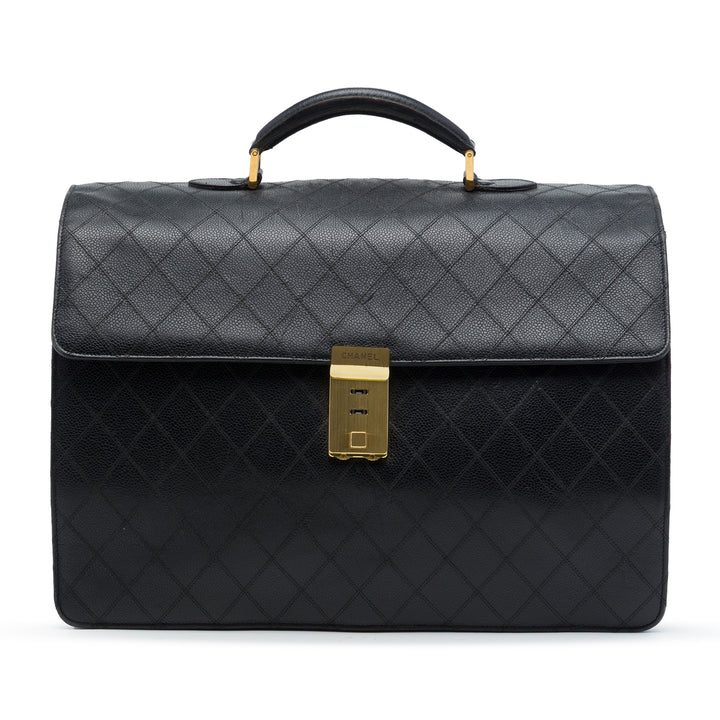 Chanel Matelassé Combination Lock Porte-documents Cuir caviar Noir