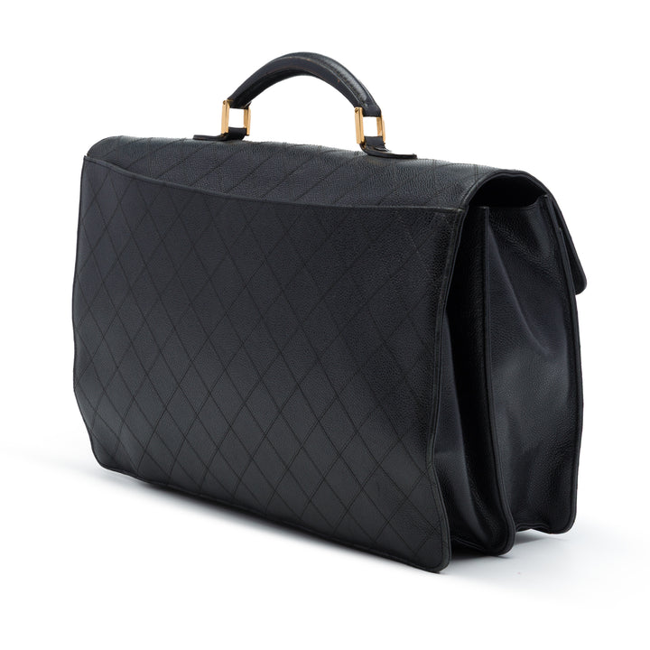 Chanel Matelassé Combination Lock Porte-documents Cuir caviar Noir