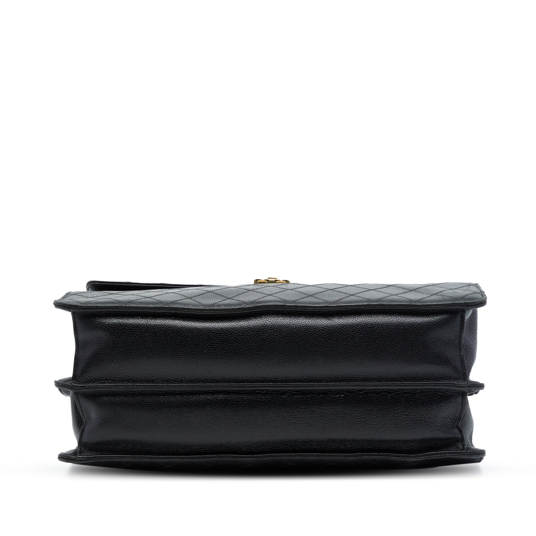 Chanel Matelassé Combination Lock Porte-documents Cuir caviar Noir
