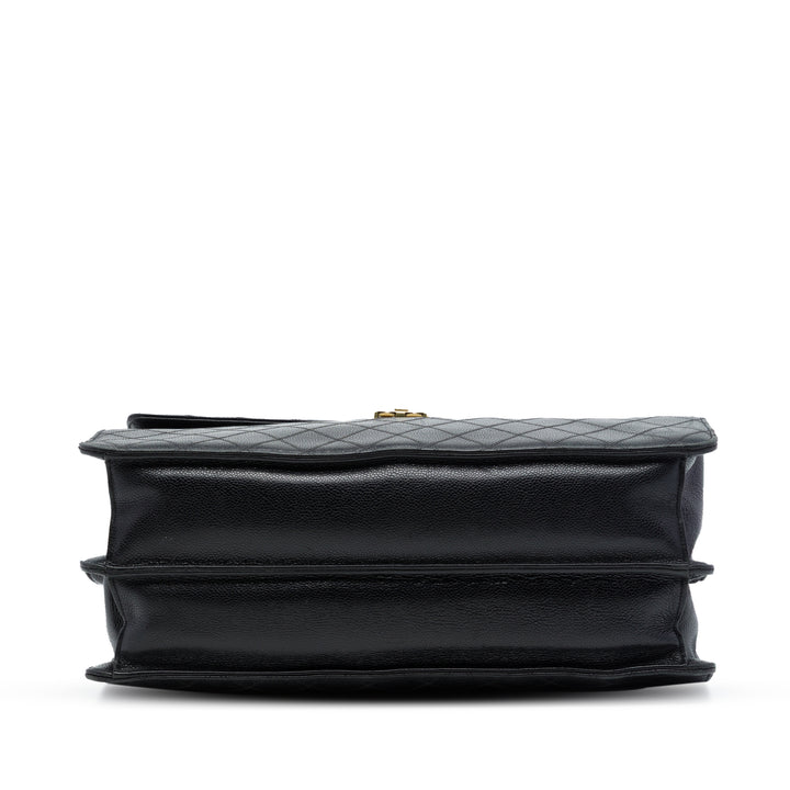 Chanel Matelassé Combination Lock Porte-documents Cuir caviar Noir