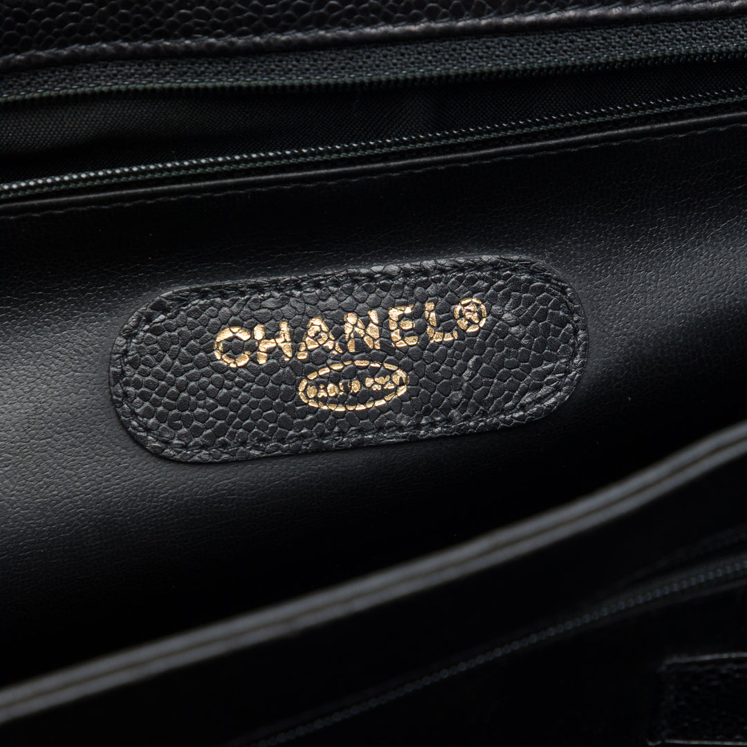 Chanel Matelassé Combination Lock Porte-documents Cuir caviar Noir