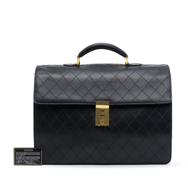 Chanel Matelassé Combination Lock Porte-documents Cuir caviar Noir