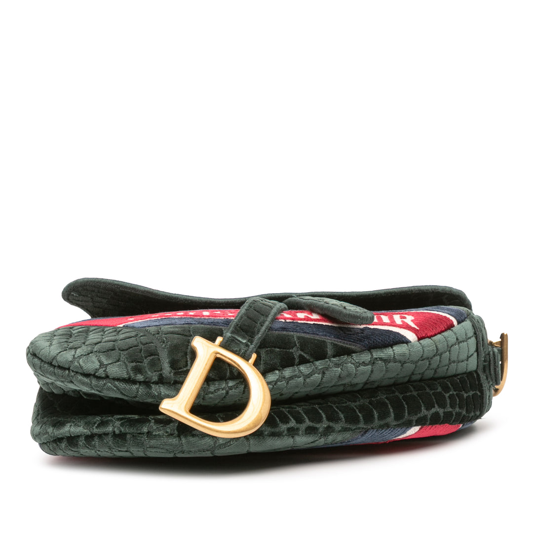 Dior Velours brodé Crocodile Effect Saddle Sac