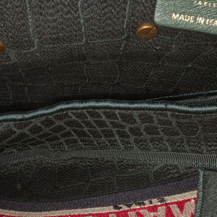 Dior Velours brodé Crocodile Effect Saddle Sac