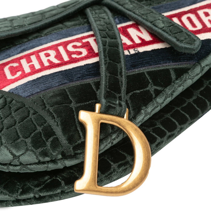 Dior Velours brodé Crocodile Effect Saddle Sac