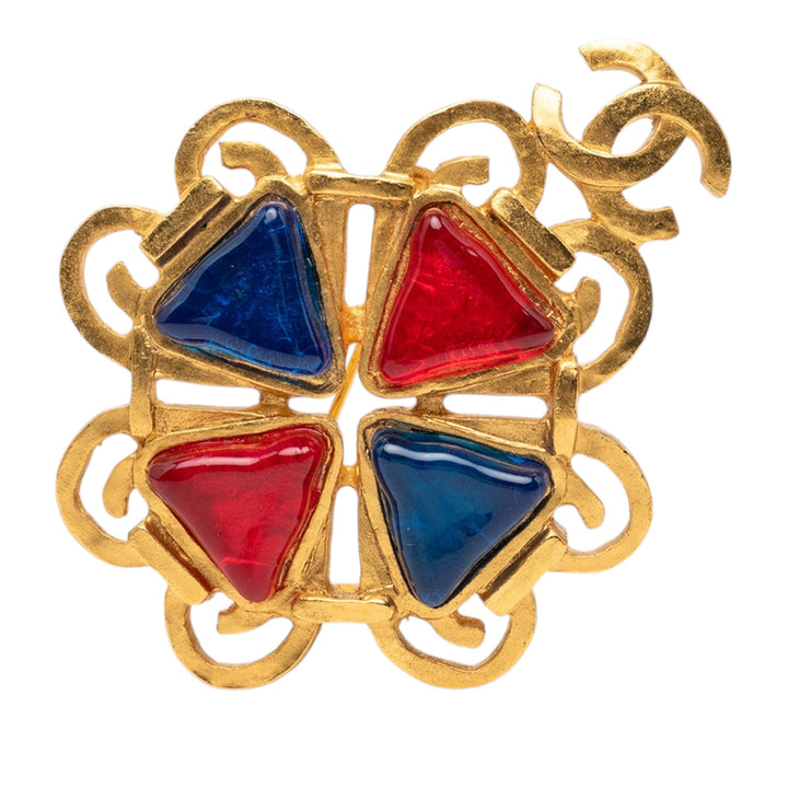 Chanel CC plaqué Multicolor Gripoix Broche Métal