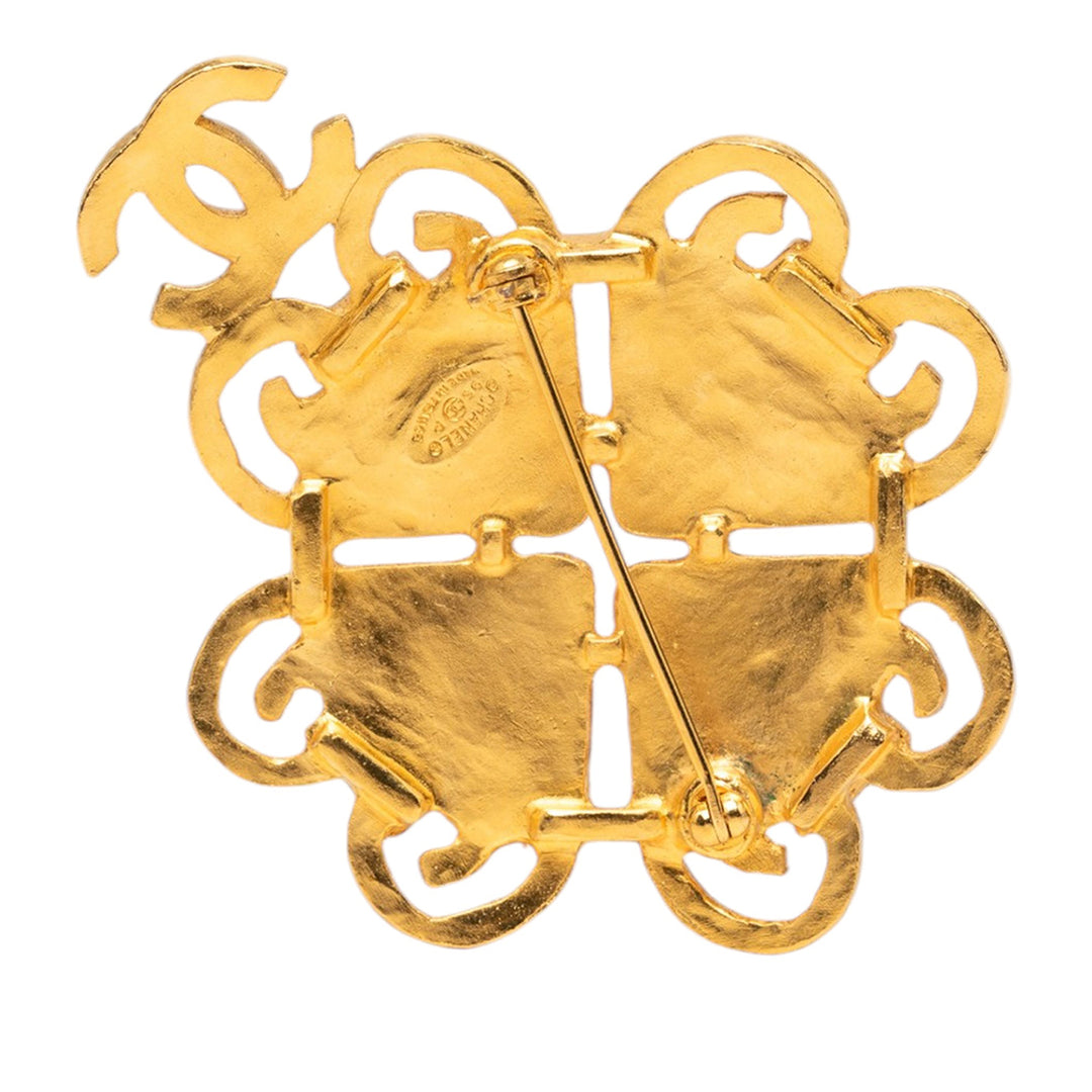 Chanel CC plaqué Multicolor Gripoix Broche Métal