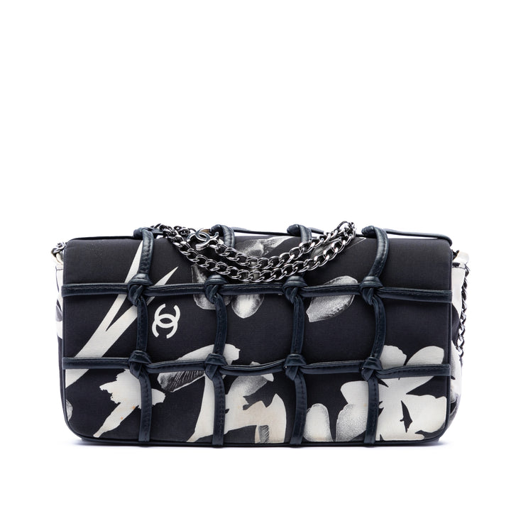 Chanel Small Soie et Cuir d’agneau Net Tahiti à rabat