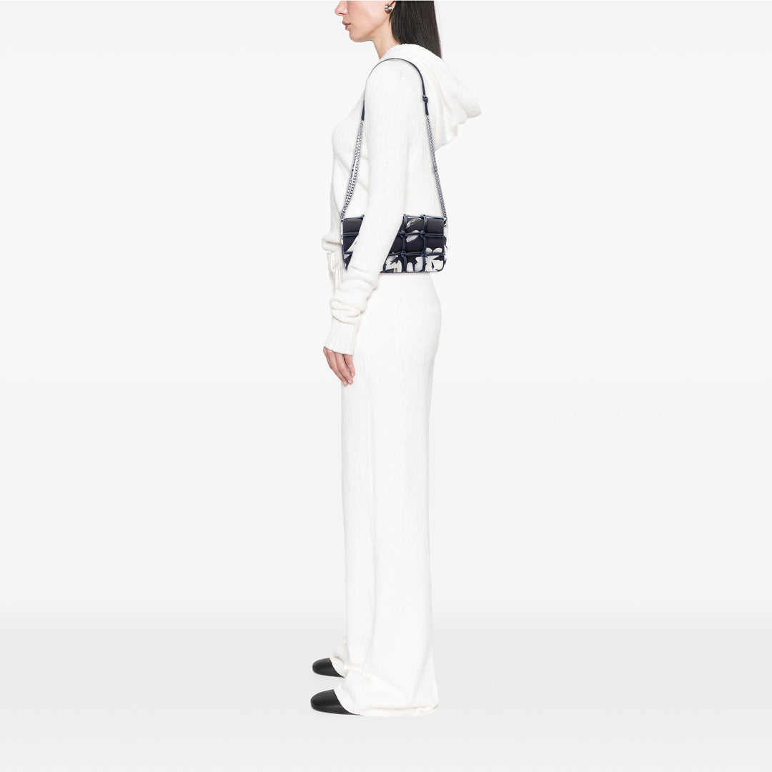 Chanel Small Soie et Cuir d’agneau Net Tahiti à rabat