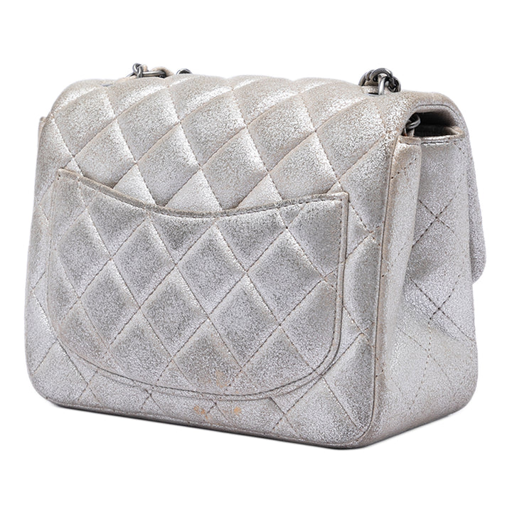 Chanel Mini Square Classic Metallic Cuir d’agneau Simple rabat