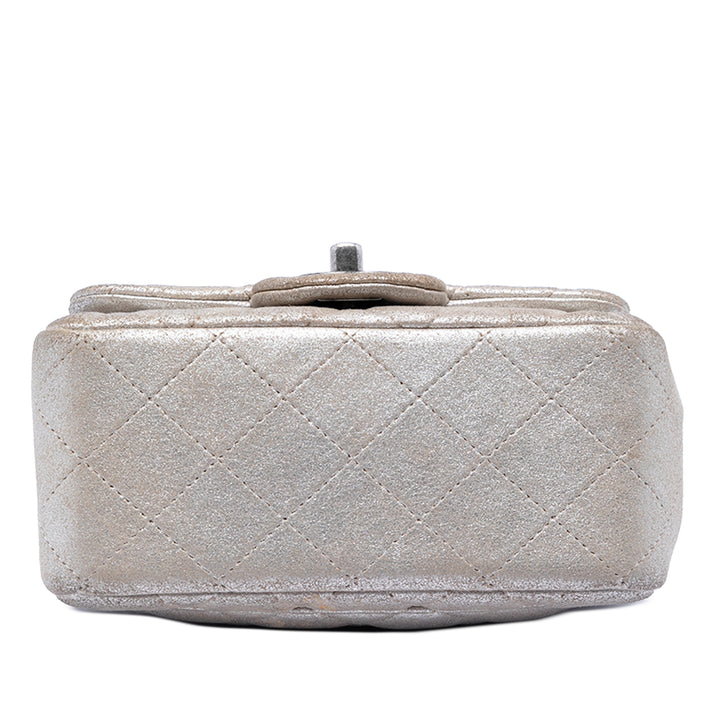 Chanel Mini Square Classic Metallic Cuir d’agneau Simple rabat